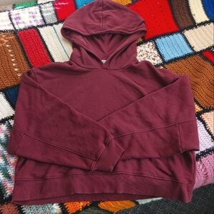 100% organic cotton crop hoodie L-XL maroon/burgundy